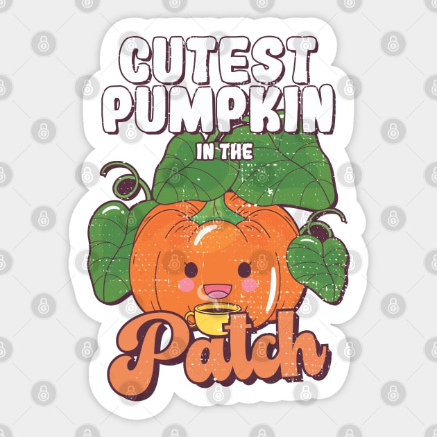 Cutest pumpkin in the patch kawaii pumpkin Sticker by ArtStopCreative